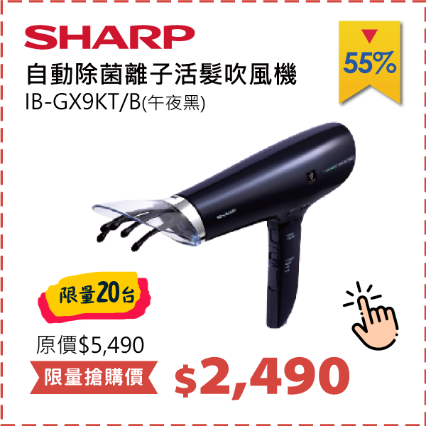 SHARP夏普自動除菌離子活髮吹風機 IB-GX9KT/B06